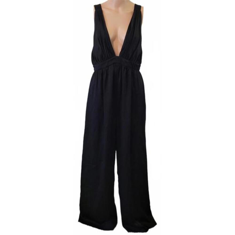 Rachel Zoe Jumpsuit Wide Leg Black Women's Fashion Sexy Black Dress MSRP $595